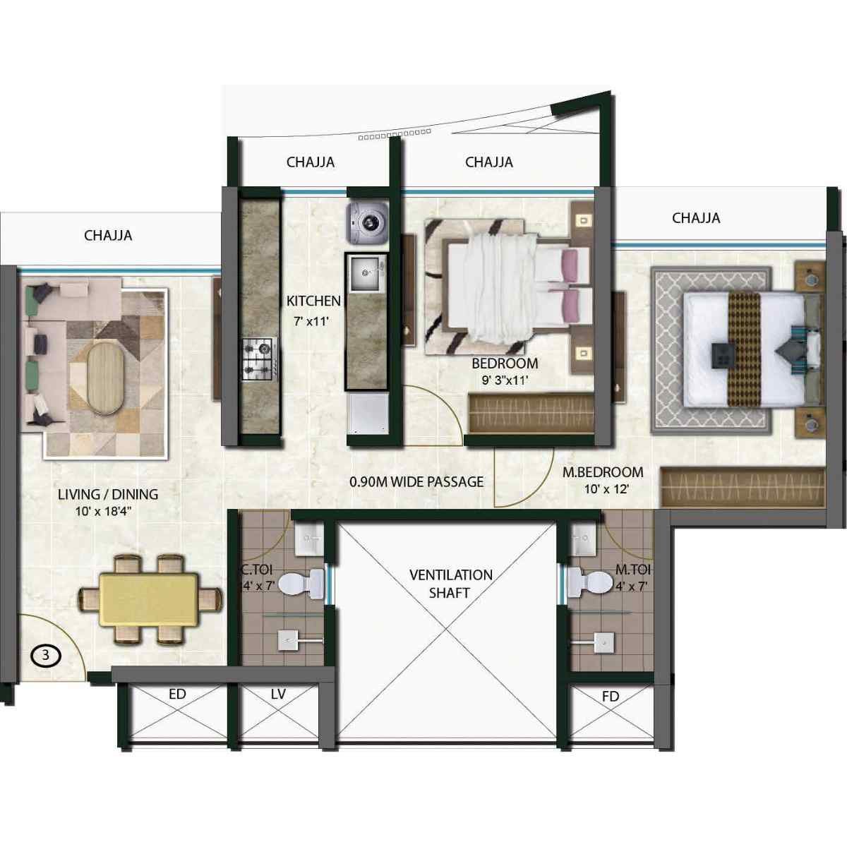 Tricity-Aspire-Floor-Plan-2-BHK