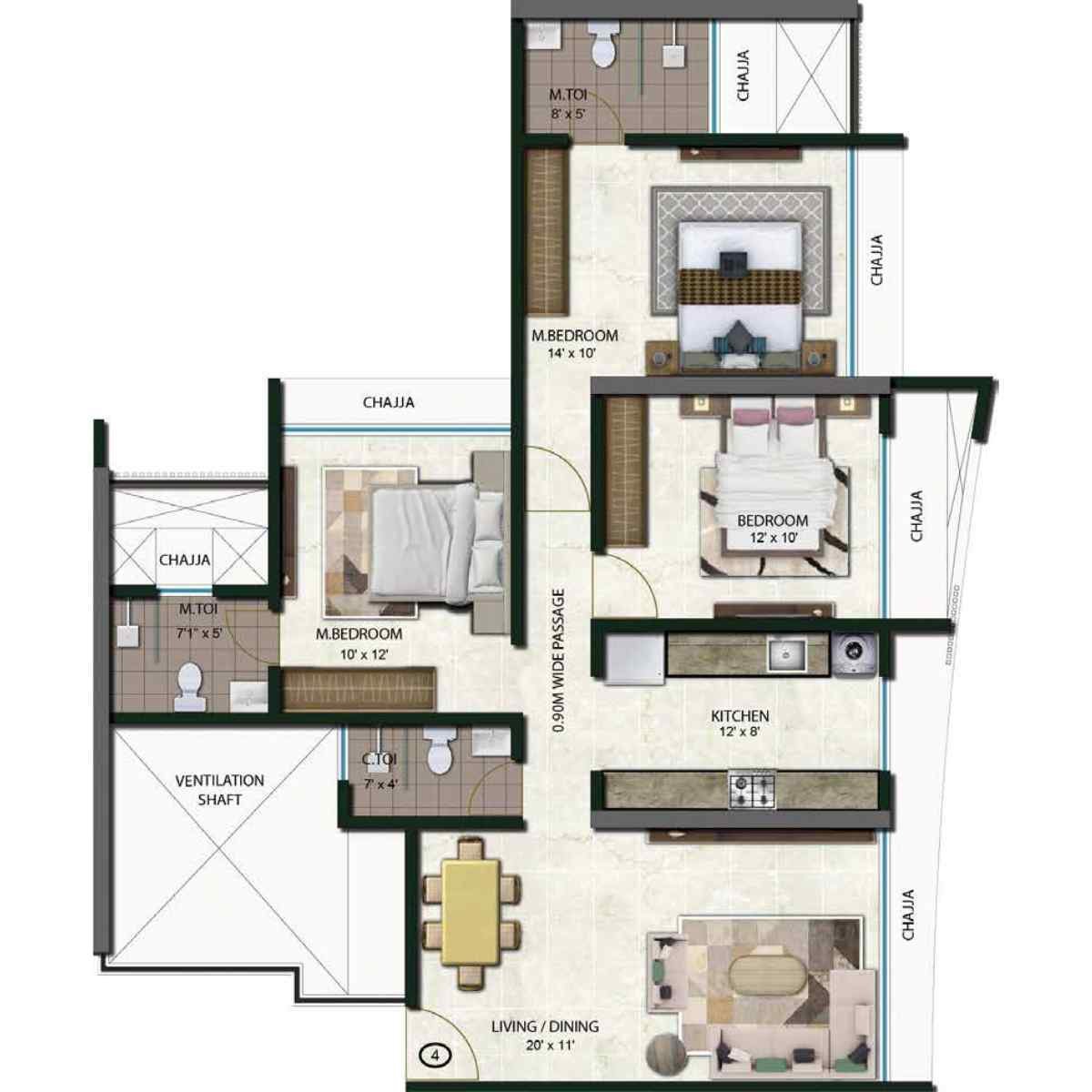 Tricity-Aspire-Floor-Plan-3-BHK